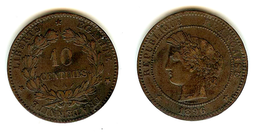 10 centimes Cérès 1896 Paris TTB-